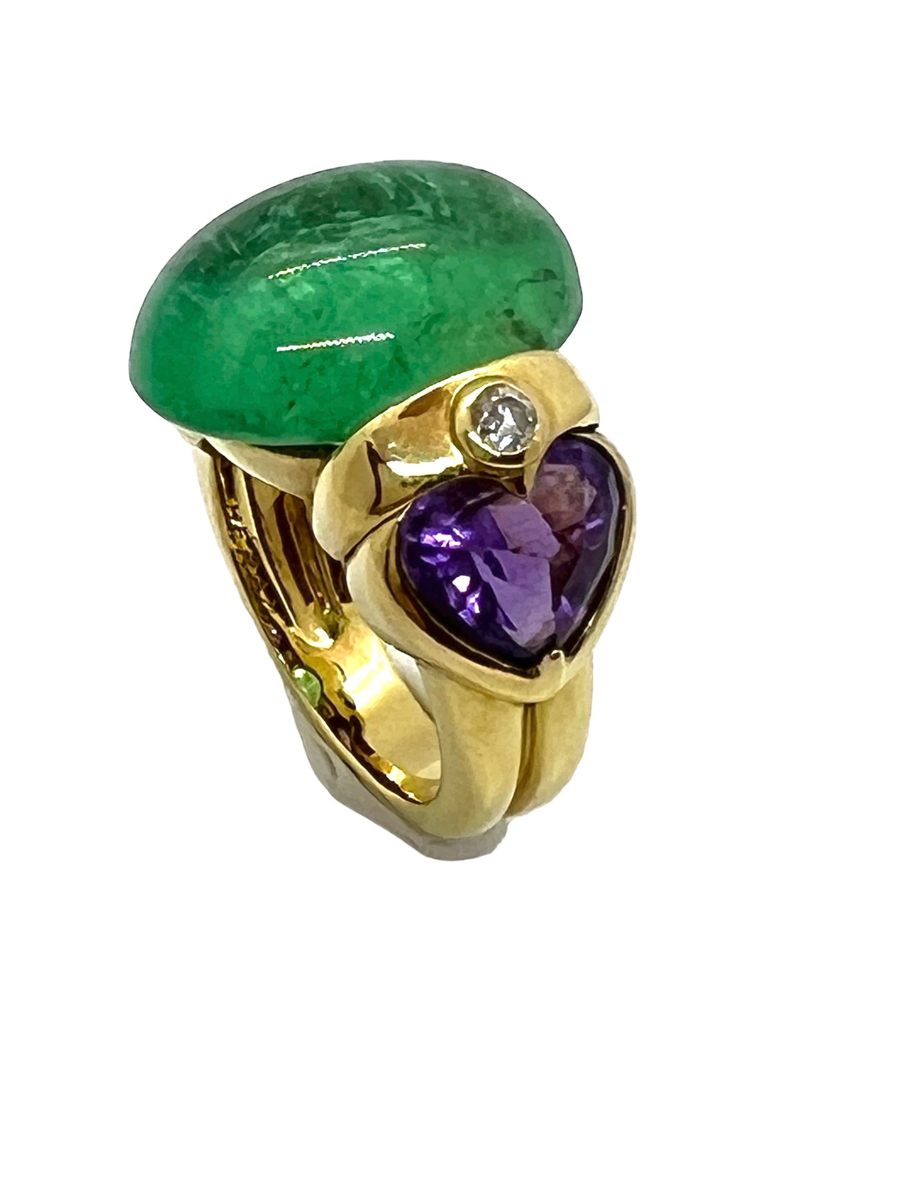 François Herail, Gold, Emerald, Amethyst and Diamond ring