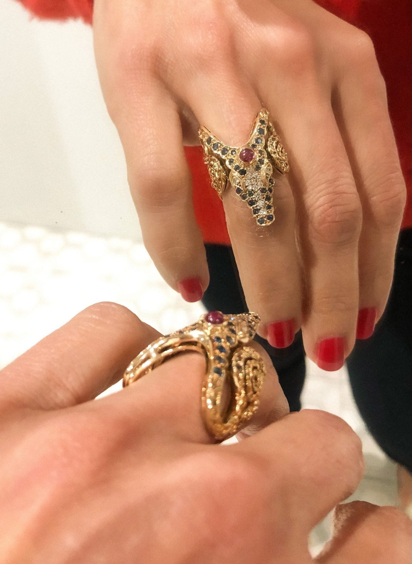 Lalaounis yellow gold crocodile head ring