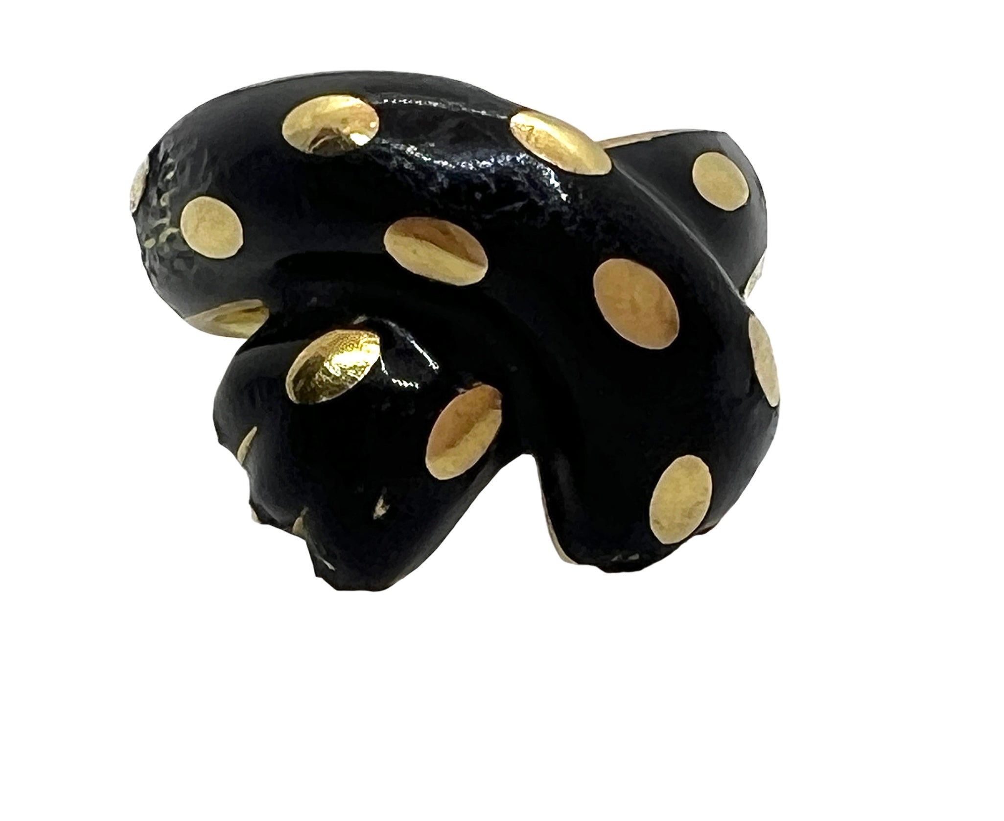 Fred Paris, Panther brooch in yellow gold with black enamel and ring