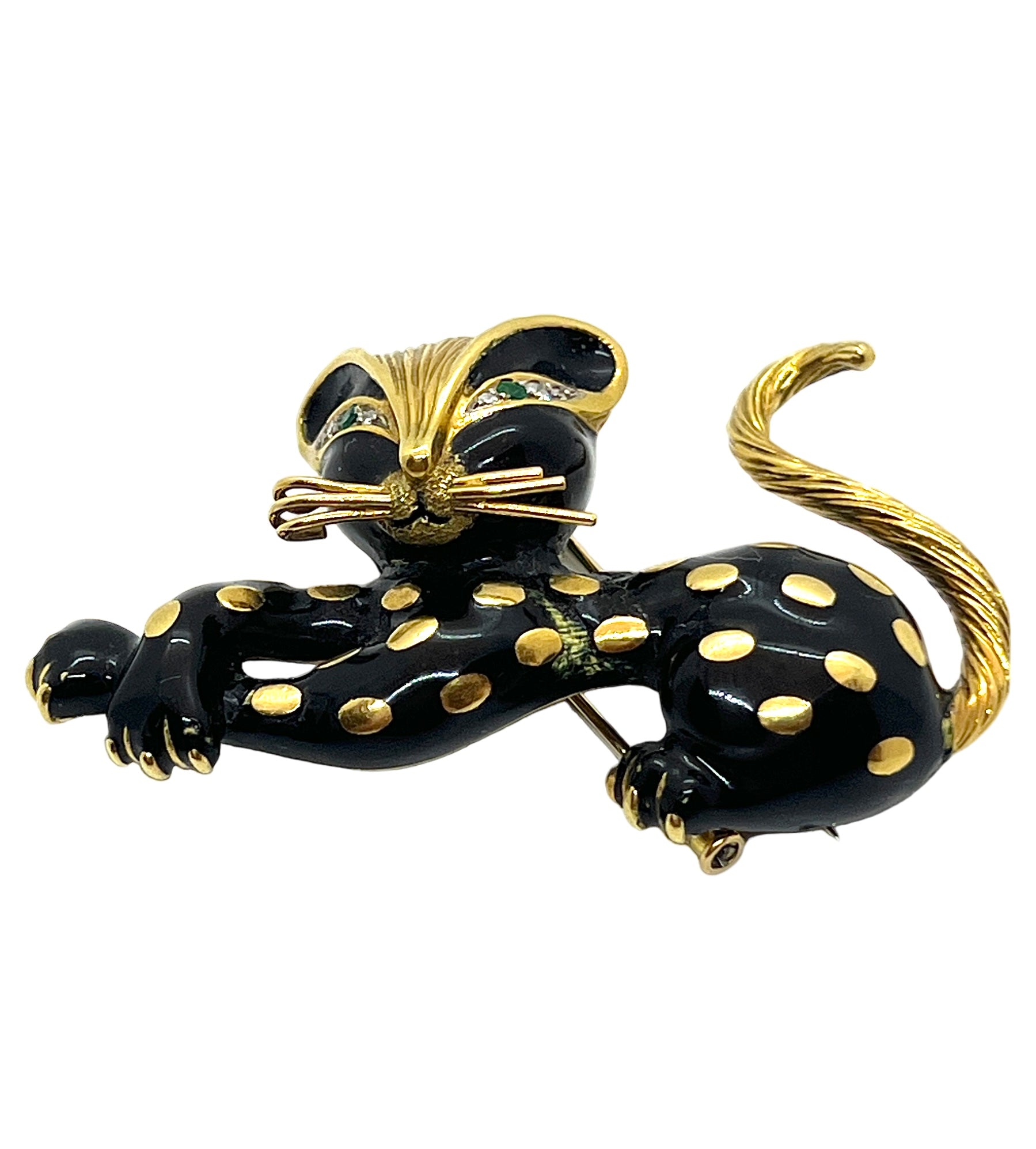 Fred Paris, Broche Panthère or jaune émaillé noir et Bague