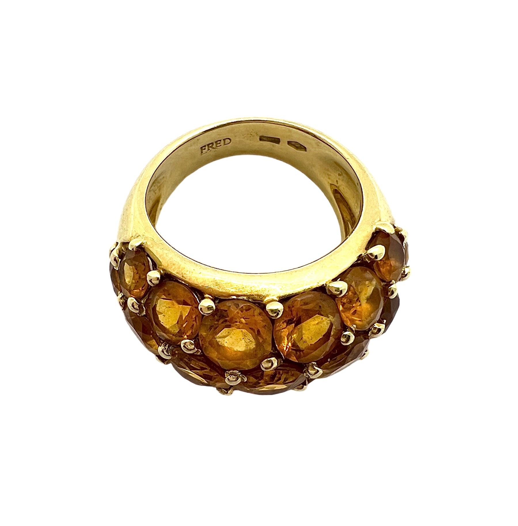 Fred, vintage 18K yellow gold ring, citrine cabochons