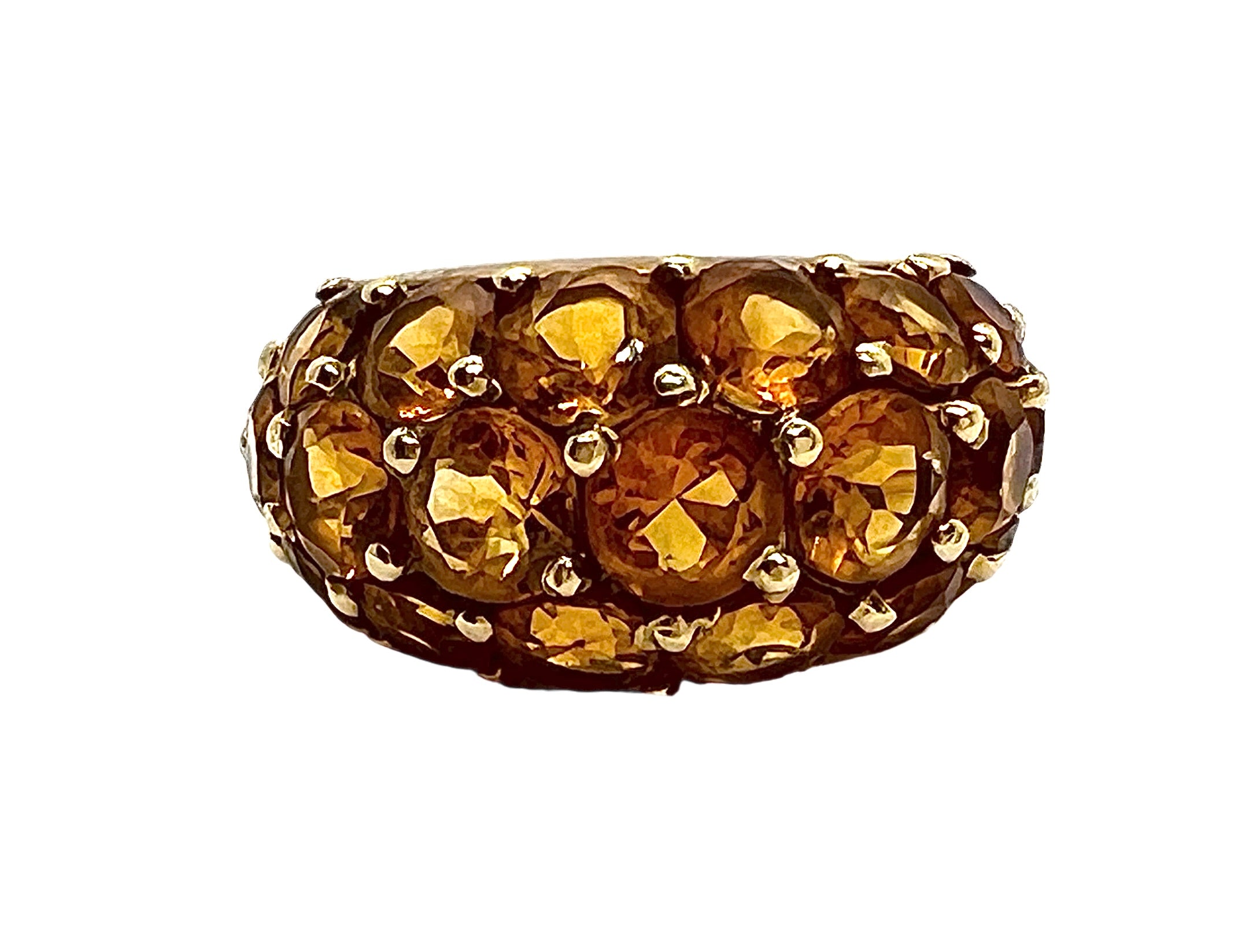 Fred, bague vintage or jaune 18K, cabochons de citrine