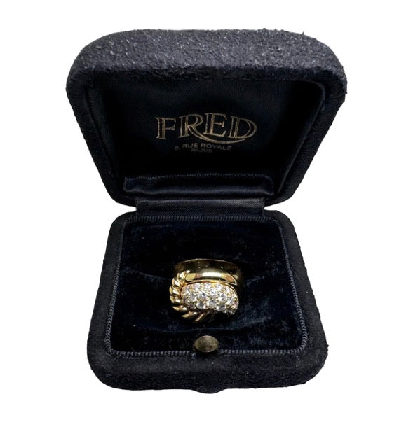 Fred yellow gold and diamond knot ring