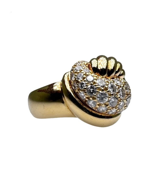 Fred yellow gold and diamond knot ring