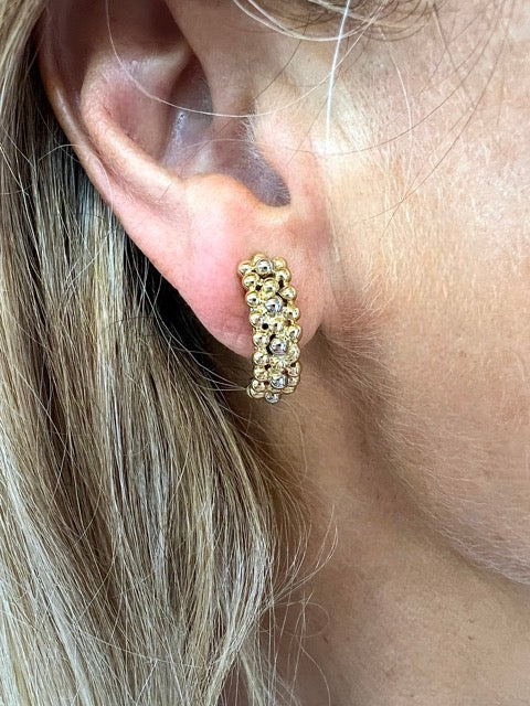 Fred, boucles d'oreilles demi-créole grains de raisins 2 ors 18K