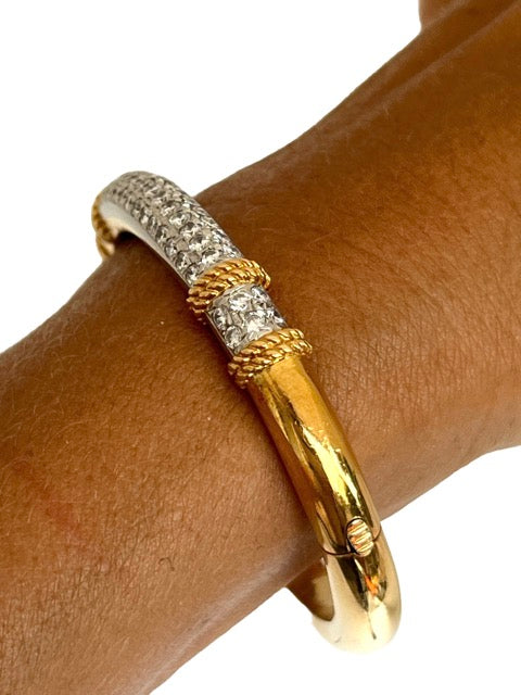 Fred, vintage "Isaure" bracelet in 2 tones of gold, platinum and diamonds