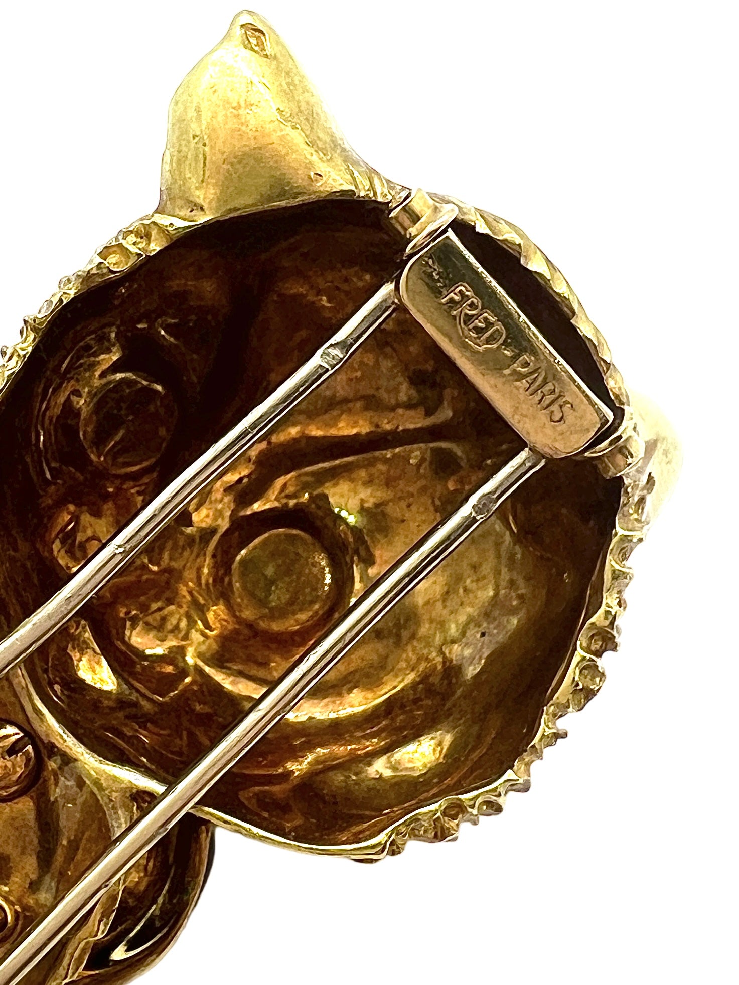 Fred, Vintage Cat Brooch in 18K Yellow Gold