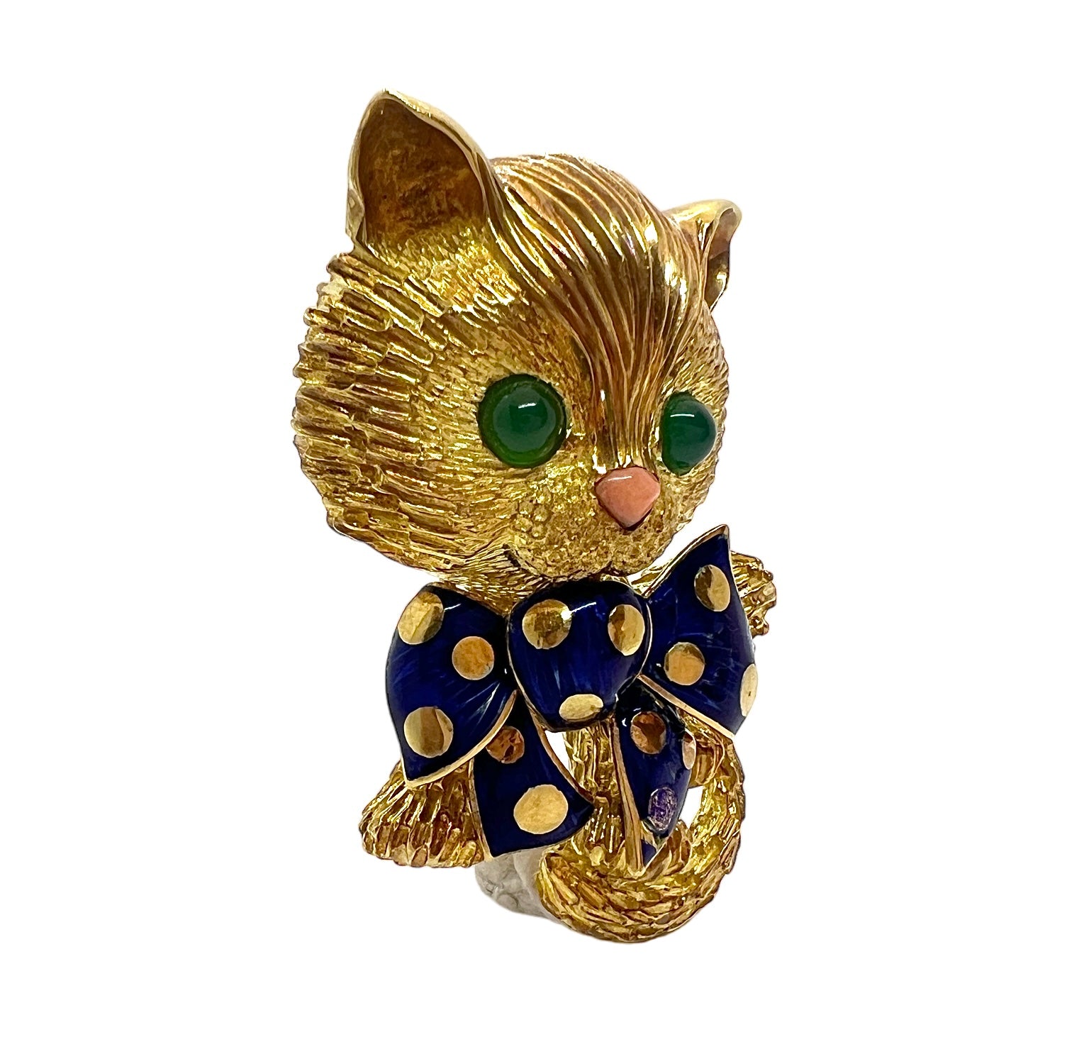 Fred, Vintage Cat Brooch in 18K Yellow Gold