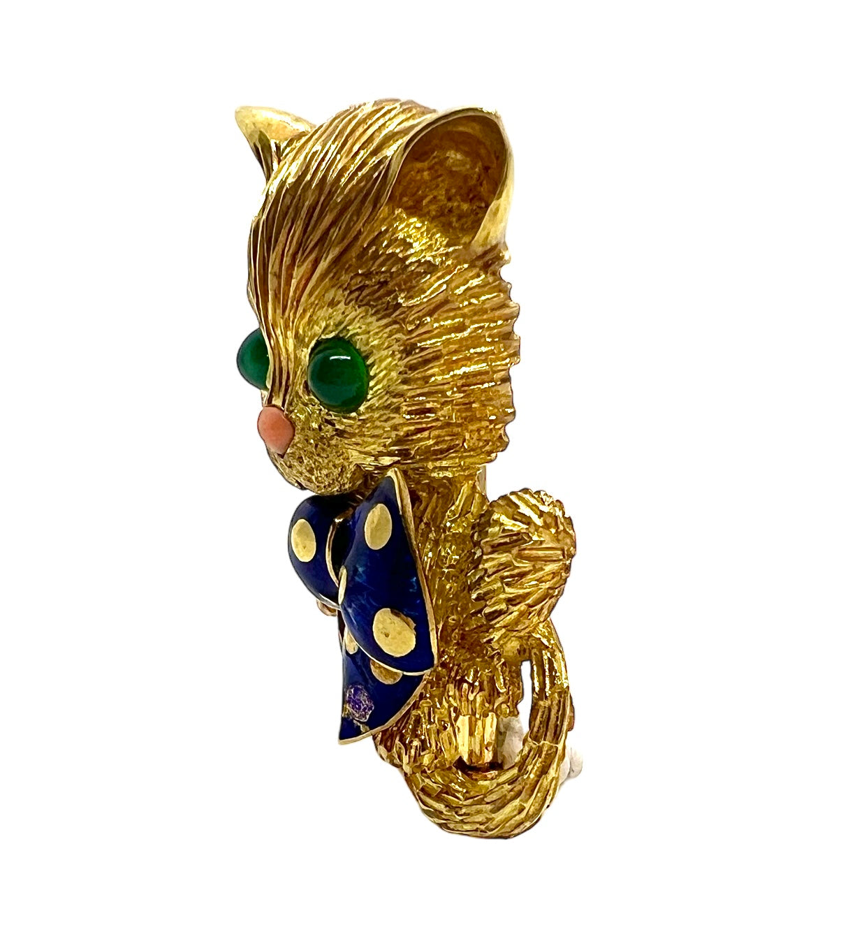 Fred, Vintage Cat Brooch in 18K Yellow Gold