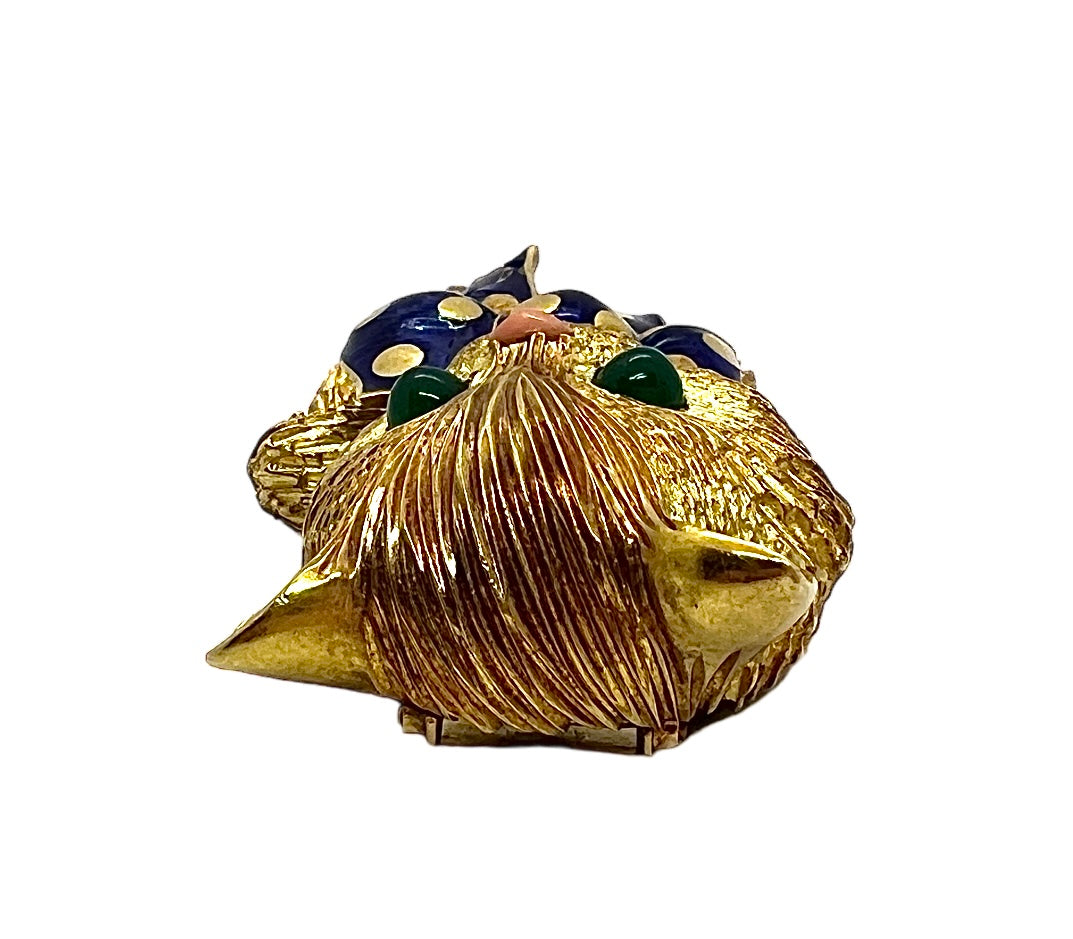 Fred, Vintage Cat Brooch in 18K Yellow Gold