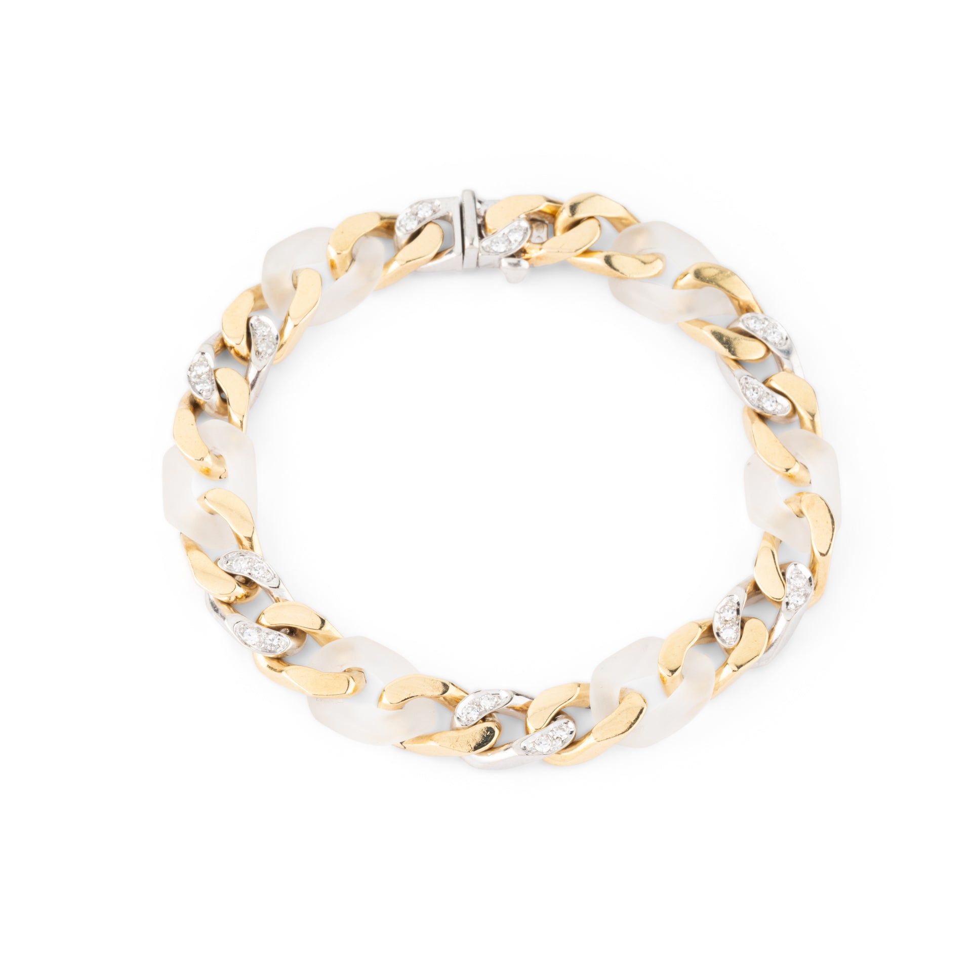 Fred vintage, Bracelet or, diamants et Cristal dépoli