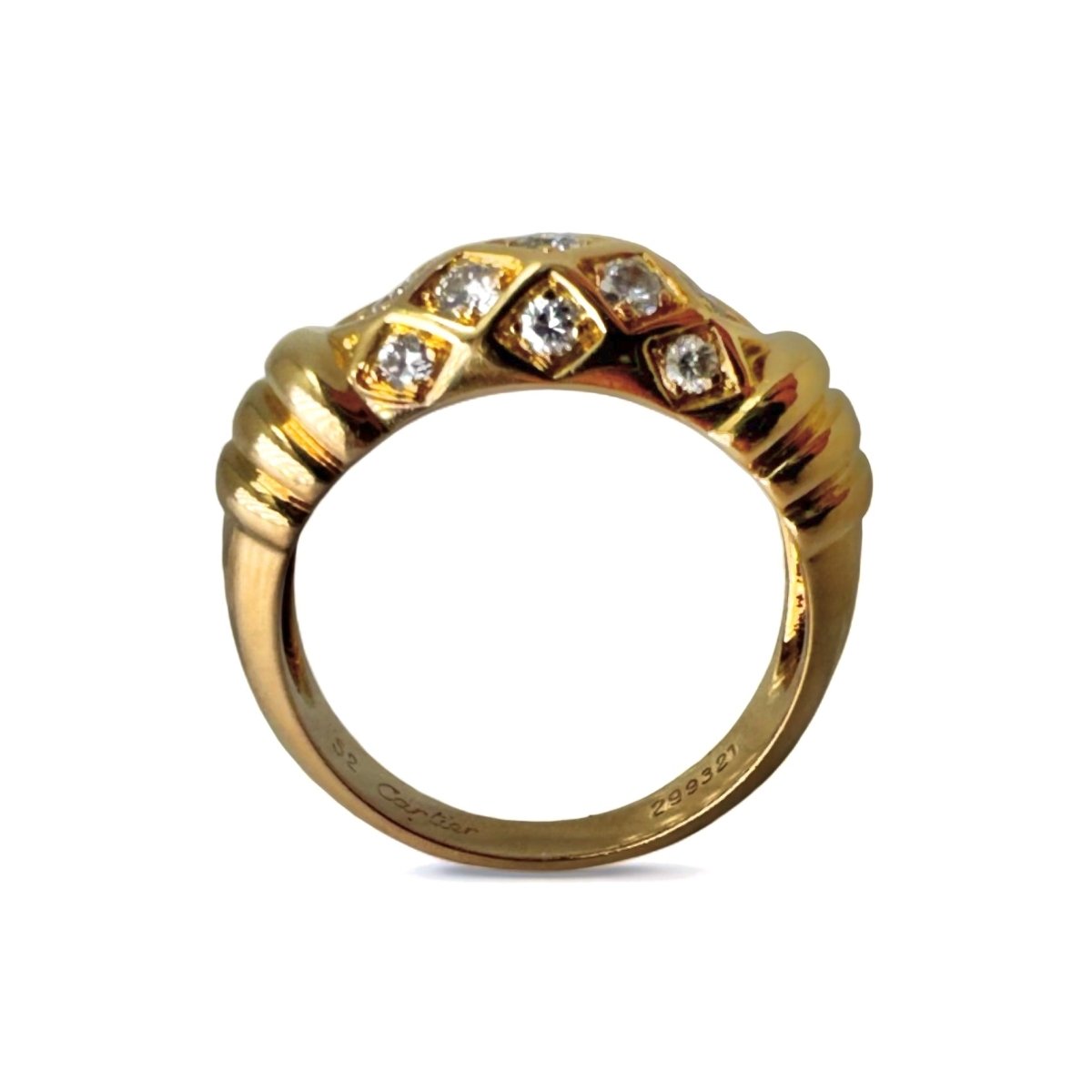 CARTIER Bague jonc résille orné de diamants. - Maison Eloe