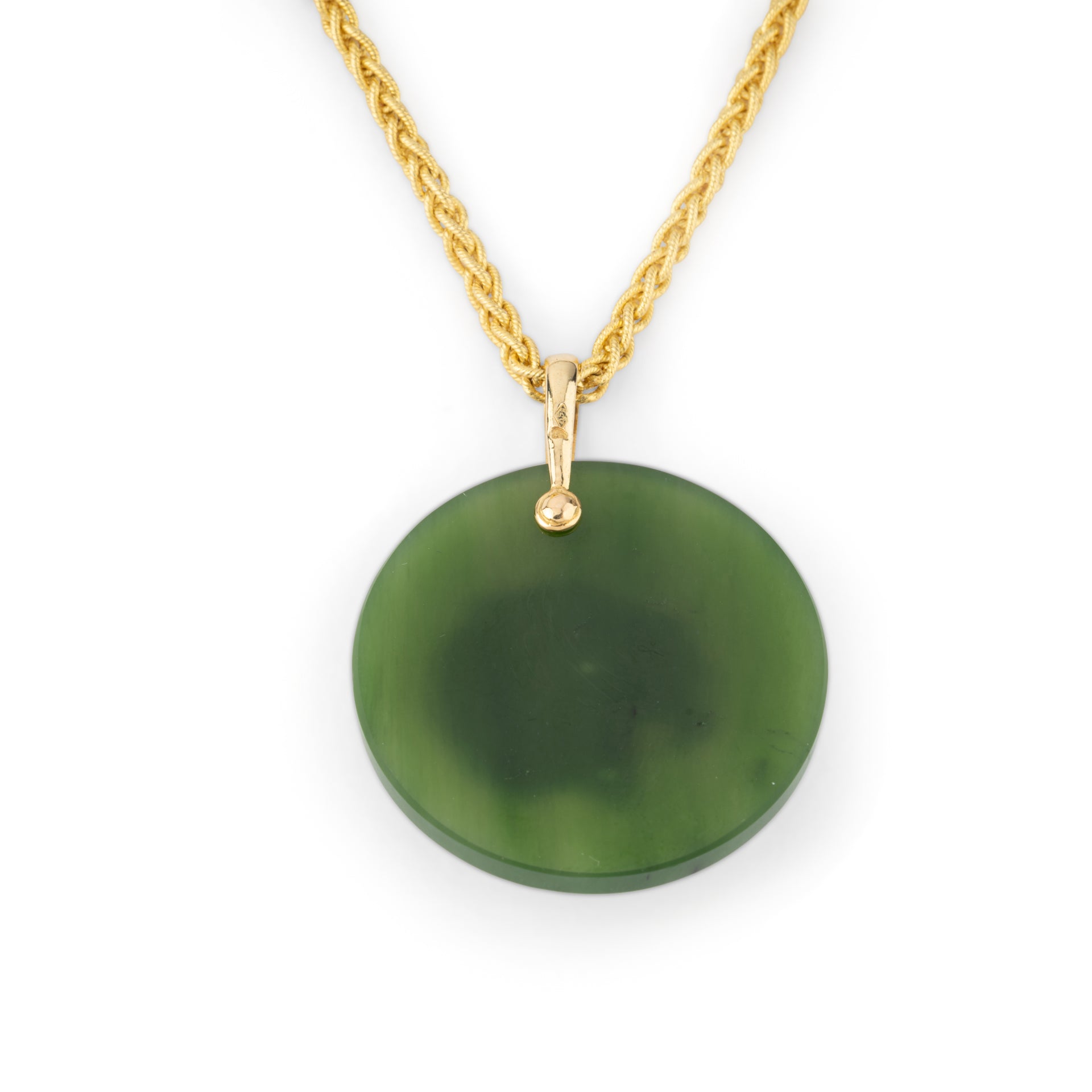 Gay Freres, Gold Necklace and Nephrite Jade Pendant with Lion Head