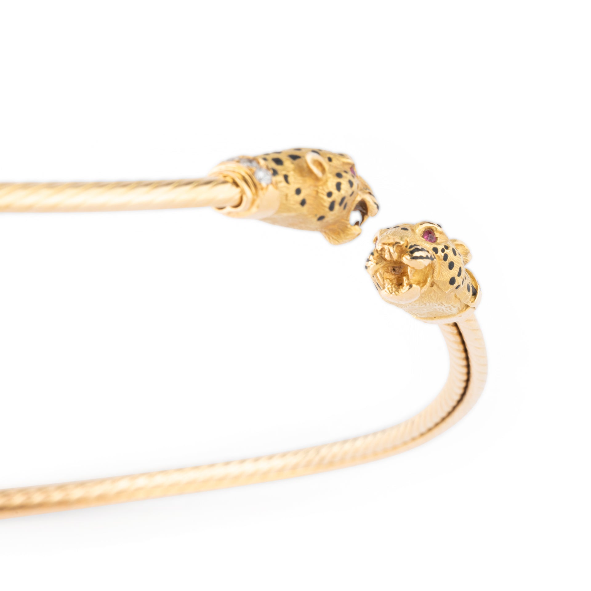 Gay Freres, Panther Head Torque Necklace, Gold, Diamonds, Enamel and Rubies
