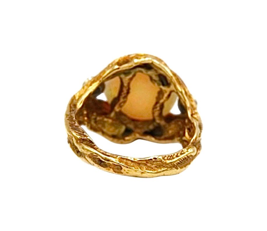 Gilbert Albert bague or jaune 18K, opale et diamants - Maison Eloe