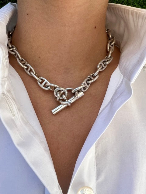 Collier Hermès maille marine en Argent