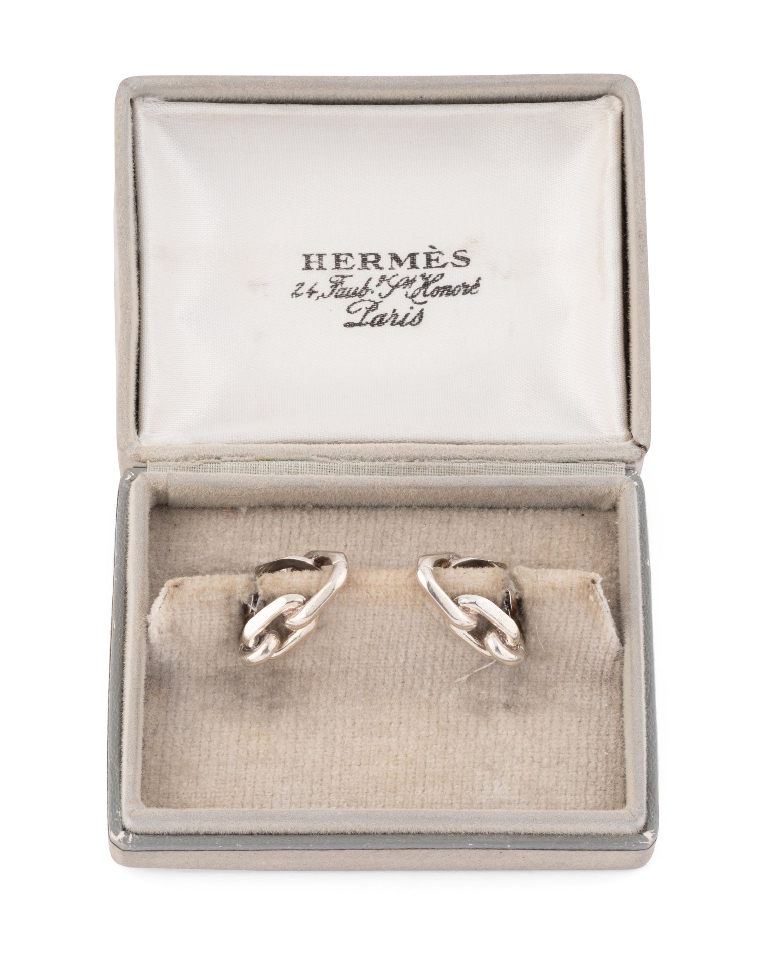 Boutons de manchettes Hermès vintage en argent