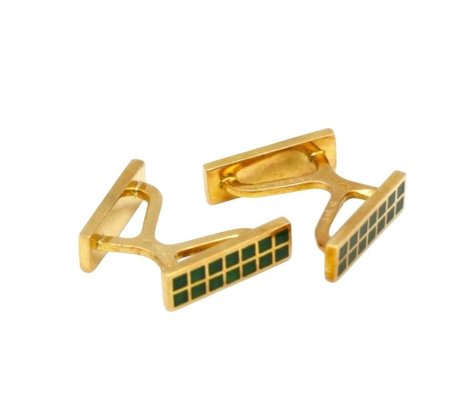Hermès Boutons de manchettes en or jaune 18K et email - Maison Eloe