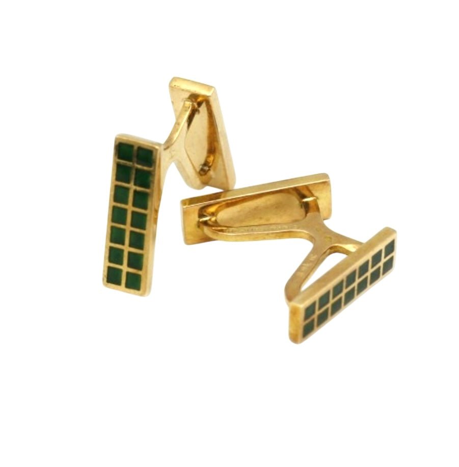 Hermès Boutons de manchettes en or jaune 18K et email - Maison Eloe