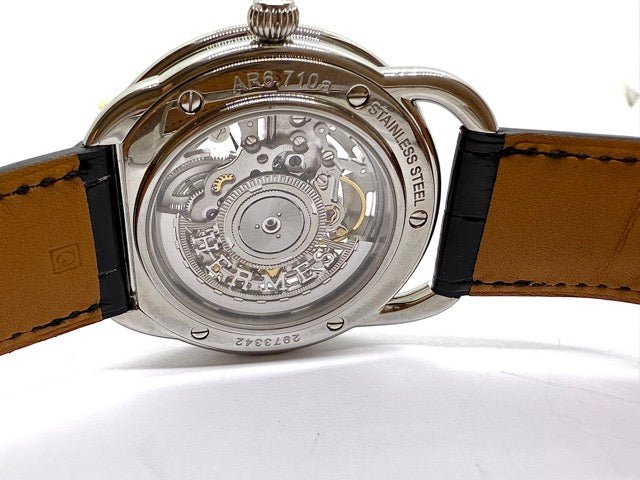 Hermès montre "Arceau" squelette en acier sur cuir Neuve full set - Maison Eloe