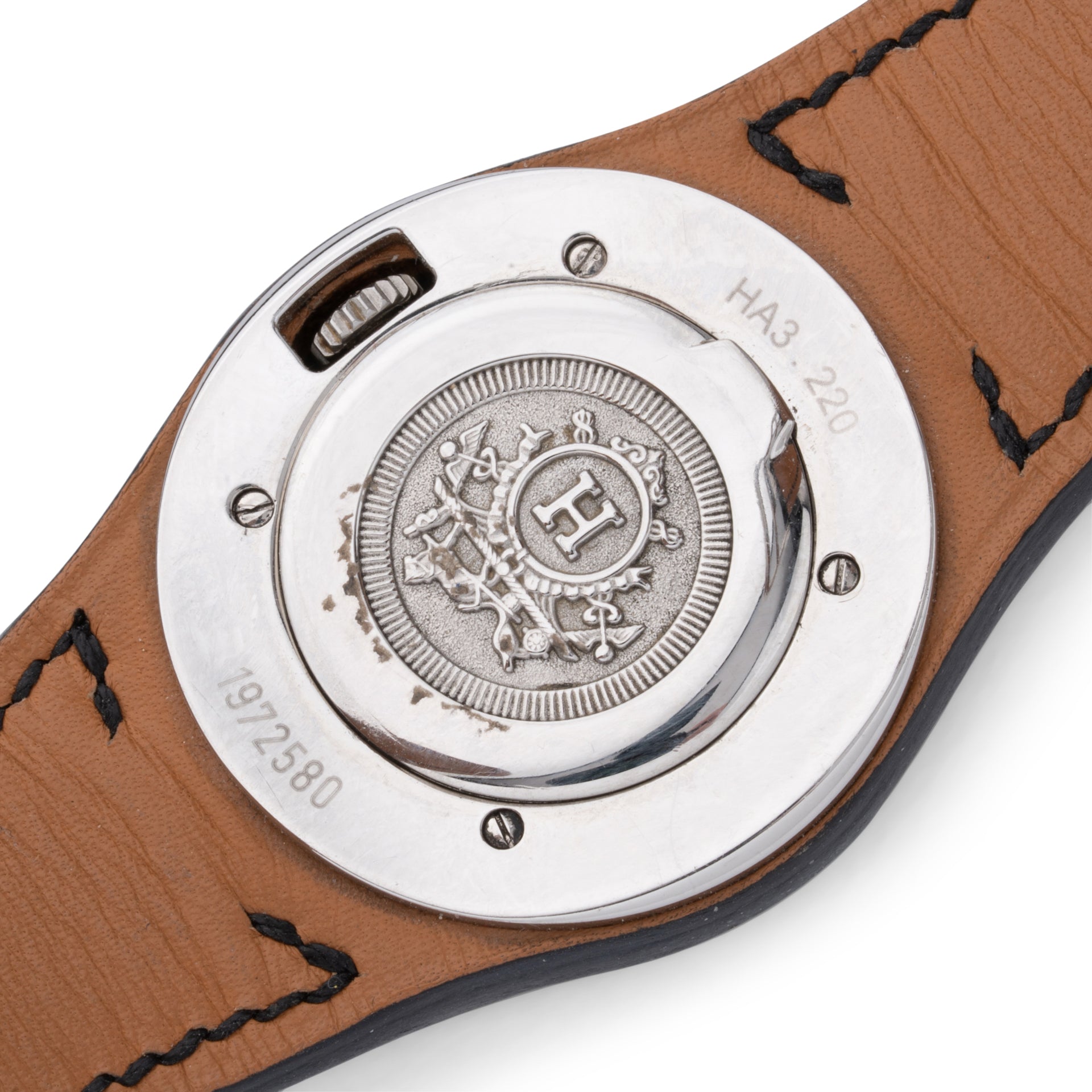 Hermès, vintage "Harnais" watch, in steel on leather