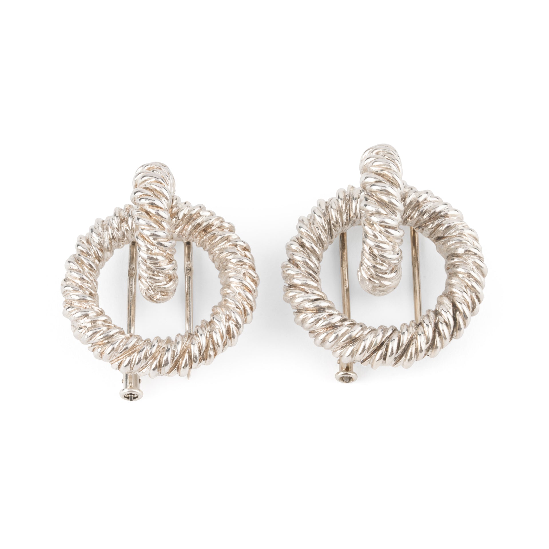 Hermès, Paire de Broches Clips, Argent, poinçon de Maitre Lucien Vachey