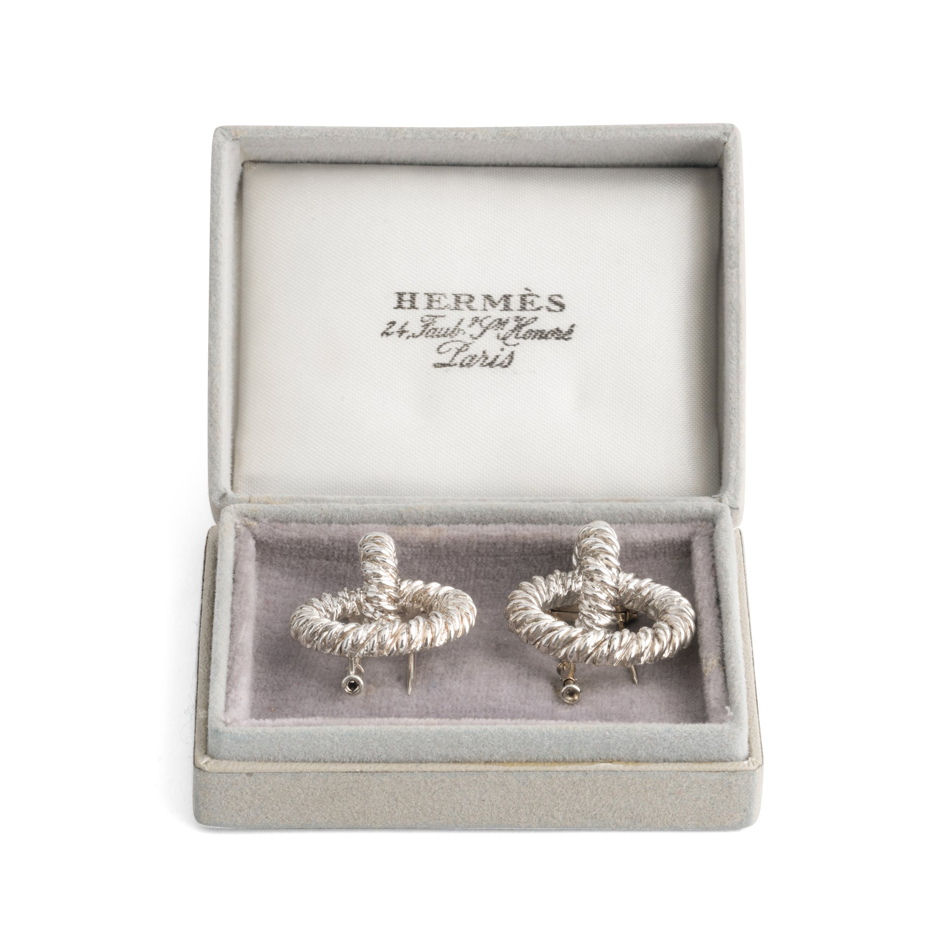 Hermès, Paire de Broches Clips, Argent, poinçon de Maitre Lucien Vachey