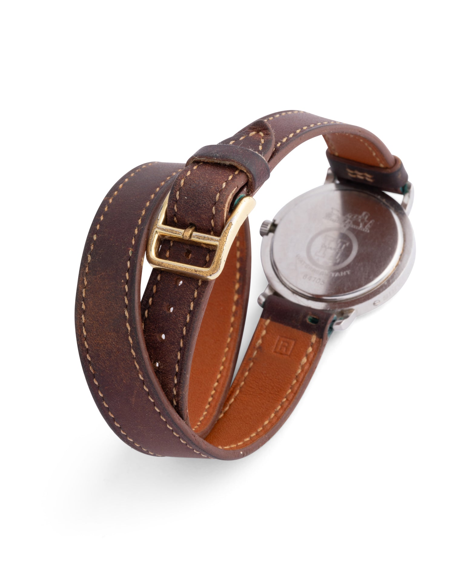 Hermes, "Clipper" Watch, Steel on Leather
