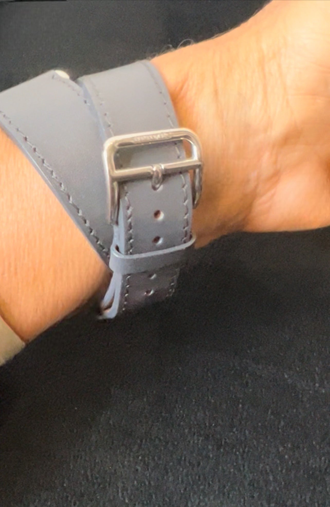 Hermès, "Cape Cod" watch in steel on a long leather strap