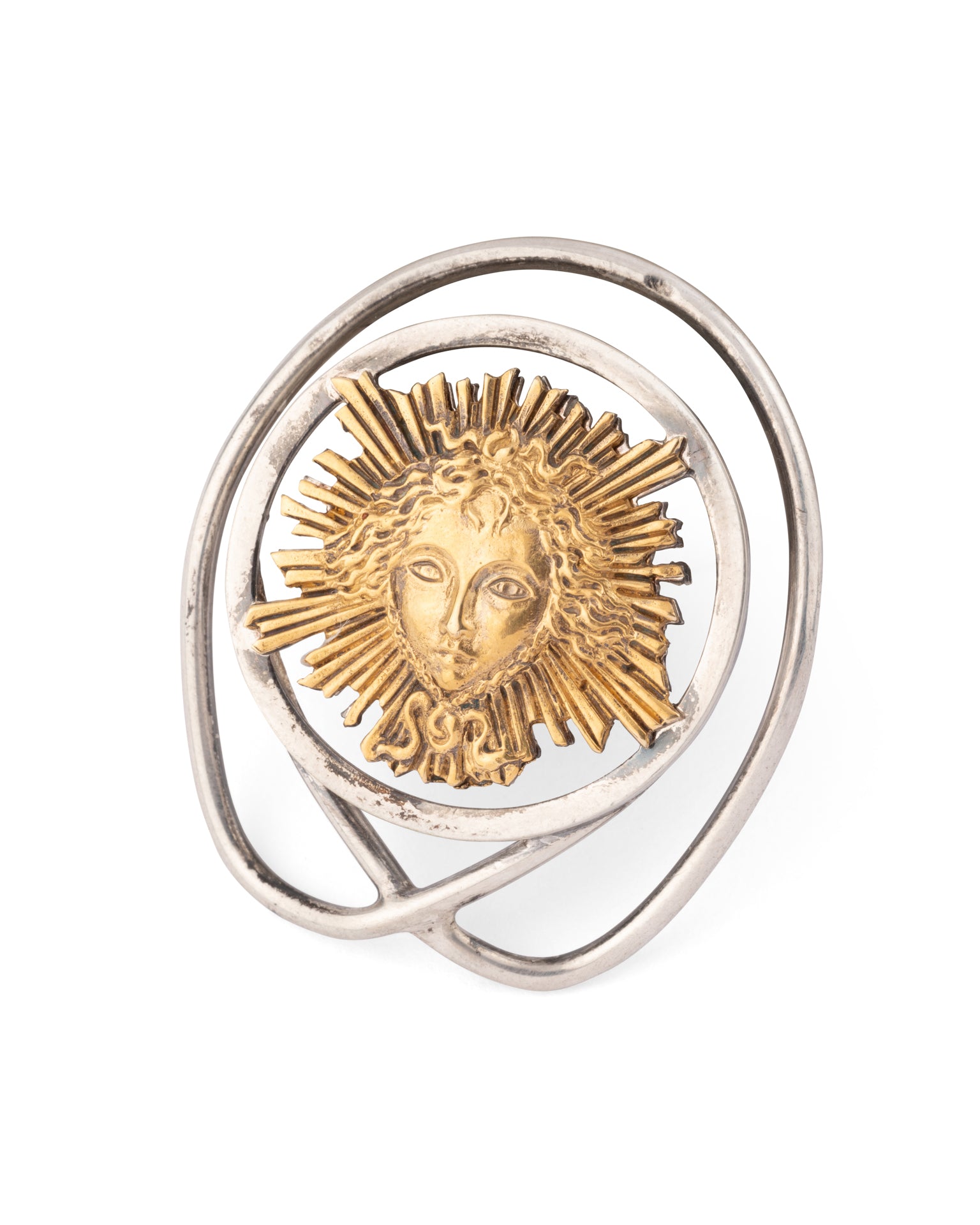 Hermes par Gaetan de Percin, Pince à Billets motif solaire Vermeil et Argent