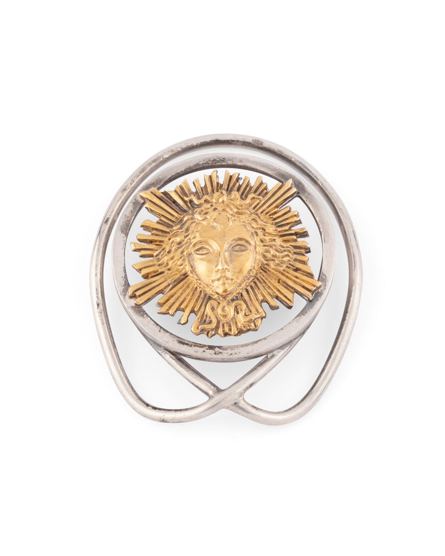 Hermes par Gaetan de Percin, Pince à Billets motif solaire Vermeil et Argent