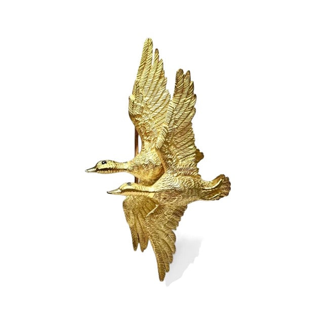 Hermès par Georges Lenfant broche "Canards" en or jaune 18k