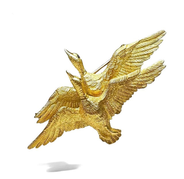 Hermès par Georges Lenfant broche "Canards" en or jaune 18k