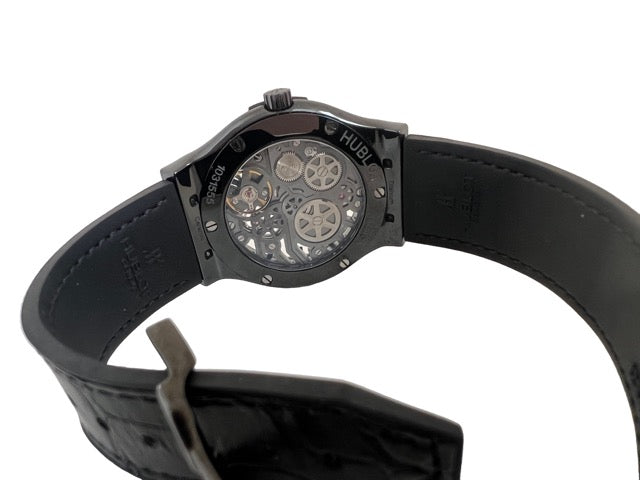 A Hublot Classic Fusion Skeleton Black Ceramic Watch