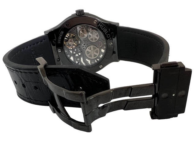 A Hublot Classic Fusion Skeleton Black Ceramic Watch