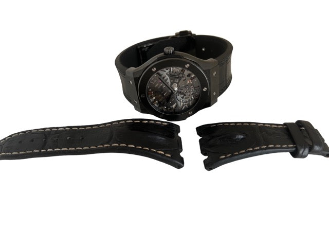 A Hublot Classic Fusion Skeleton Black Ceramic Watch
