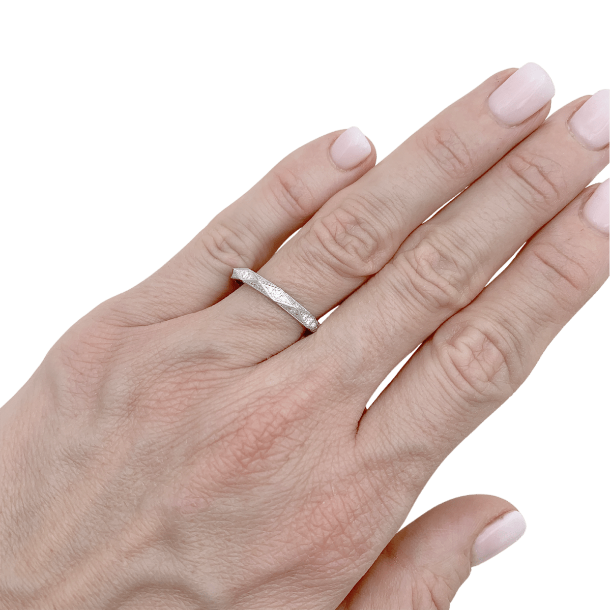 Alliance Boucheron "Facette" platine, diamants. - Maison Eloe