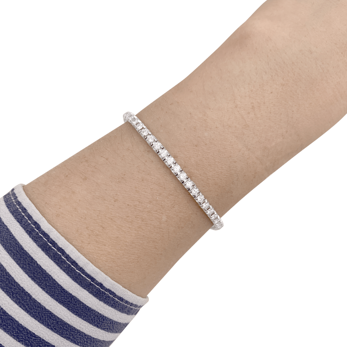 Bracelet Ligne tennis Damiani or blanc, diamants. - Maison Eloe