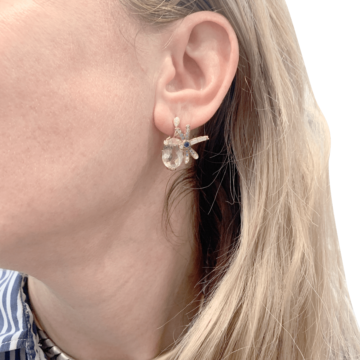 Boucles d'oreilles Dior "Gourmande" or rose, diamants, pierres de couleurs. - Maison Eloe