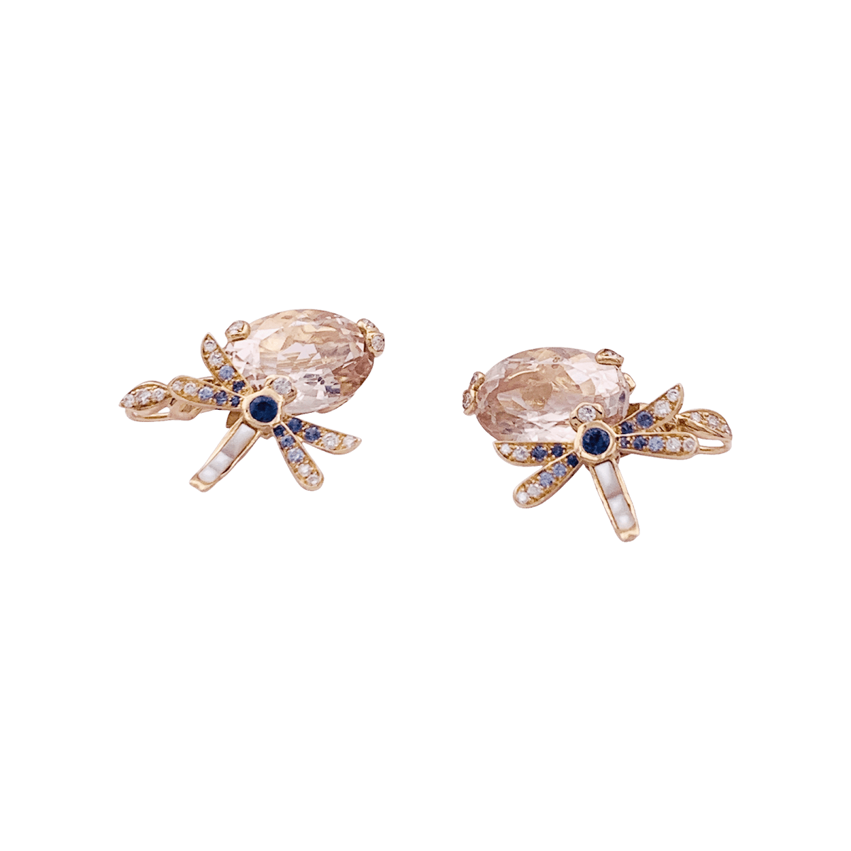 Boucles d'oreilles Dior "Gourmande" or rose, diamants, pierres de couleurs. - Maison Eloe