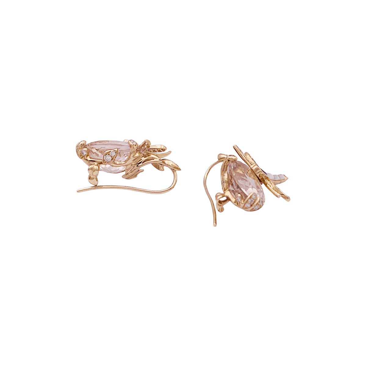 Boucles d'oreilles Dior "Gourmande" or rose, diamants, pierres de couleurs. - Maison Eloe