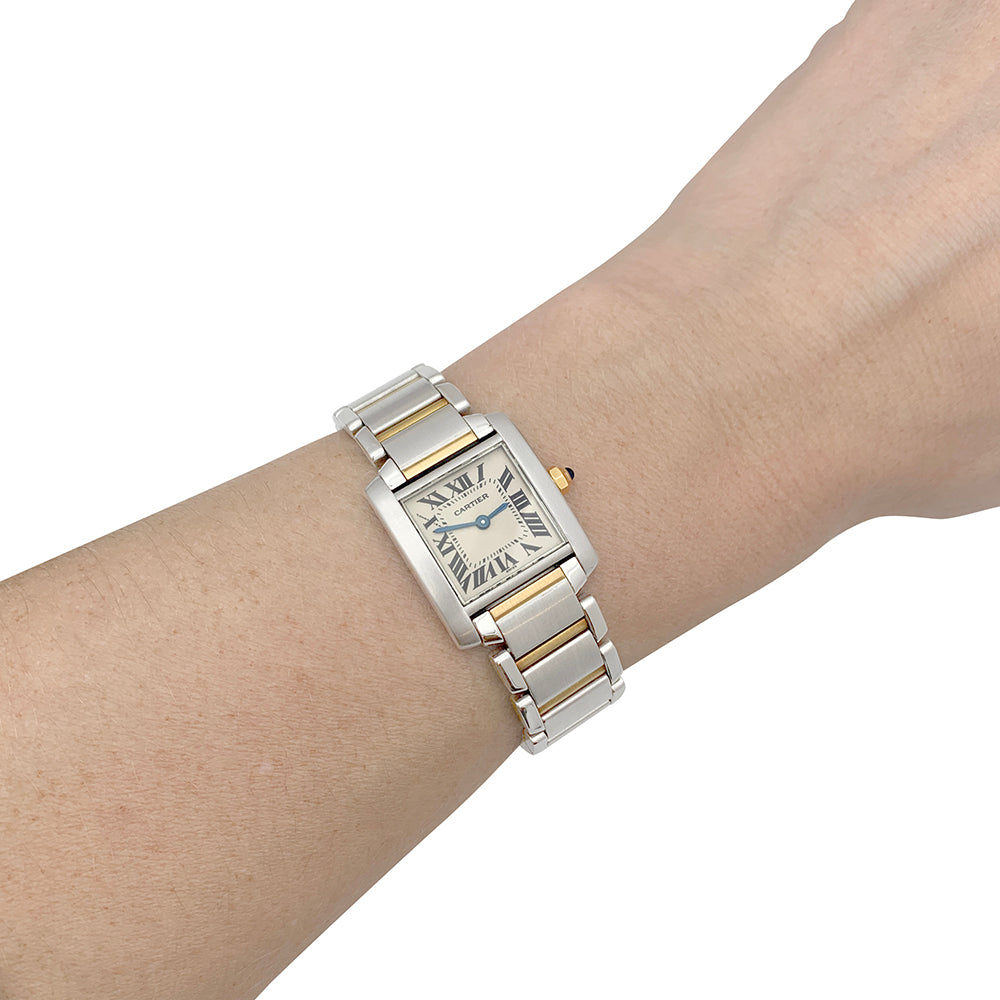 Cartier watch, "Tank Française", gold and steel.