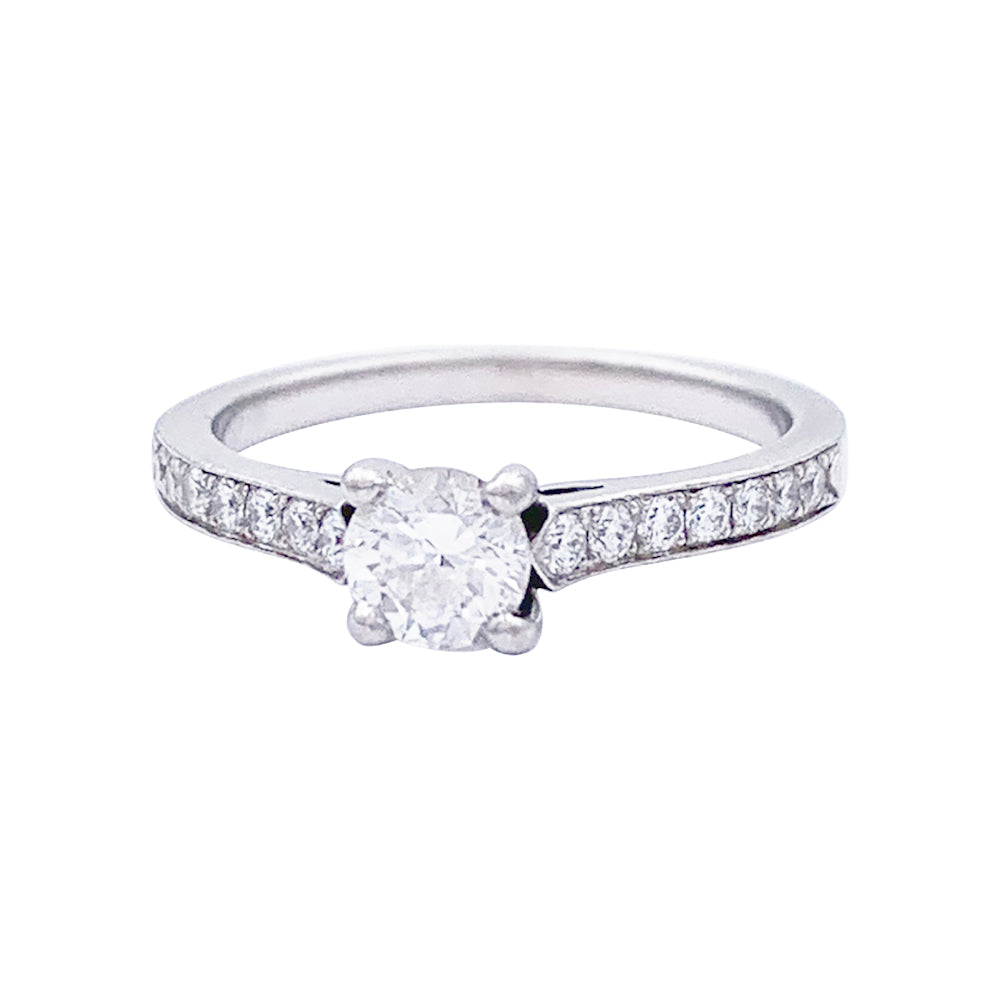 Bague solitaire Piaget, "Limelight", platine, diamants.