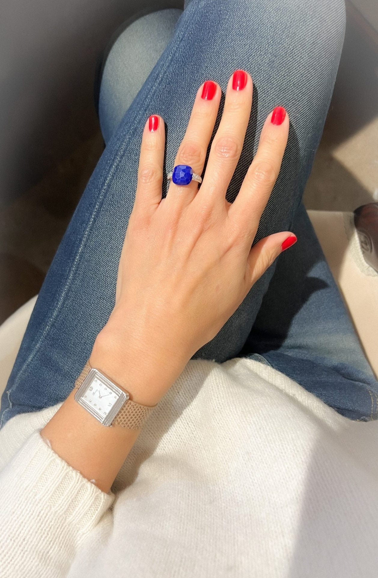 Pomellato Capri model ring in gold with diamonds and lapis lazuli