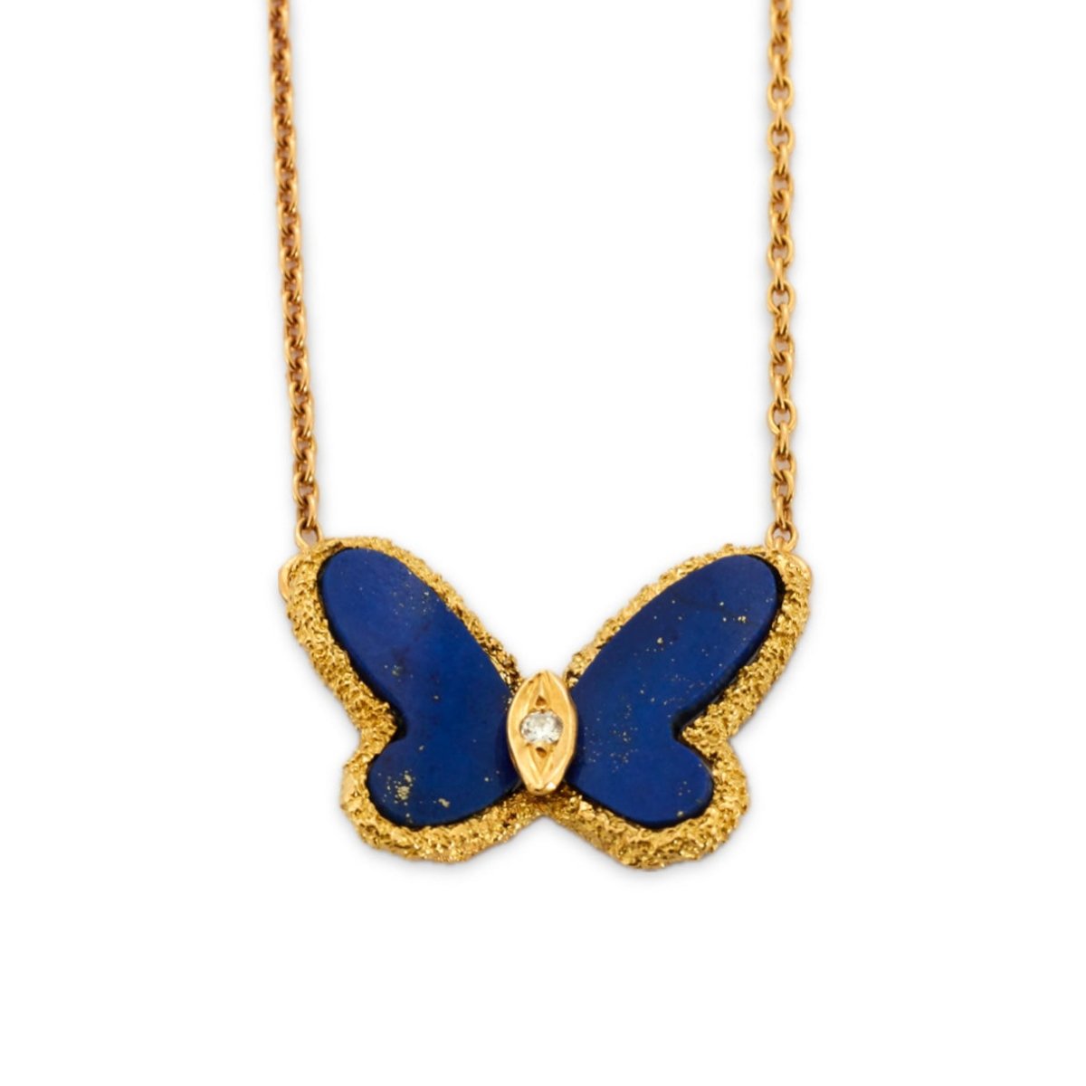 VAN CLEEF & ARPELS Pendentif papillon en lapis - lazuli. - Maison Eloe