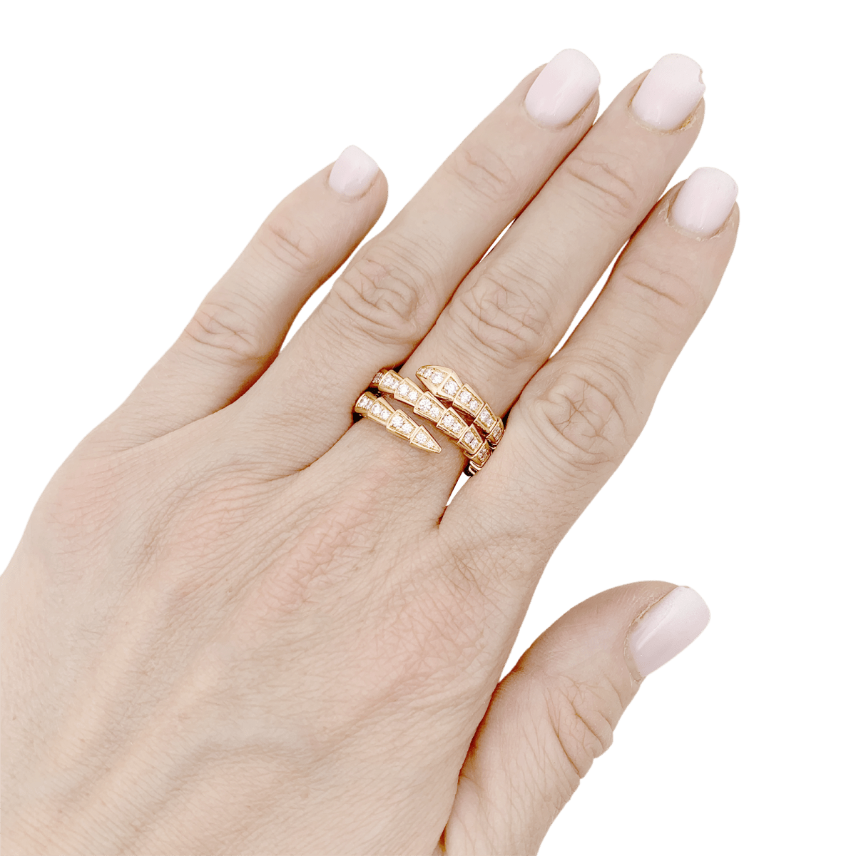 Bague Bulgari, "Serpenti Viper", or rose, diamants. - Maison Eloe
