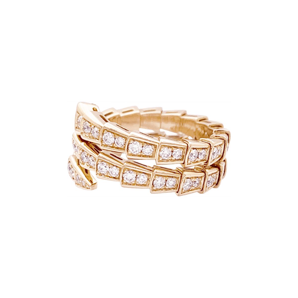 Bague Bulgari, "Serpenti Viper", or rose, diamants. - Maison Eloe