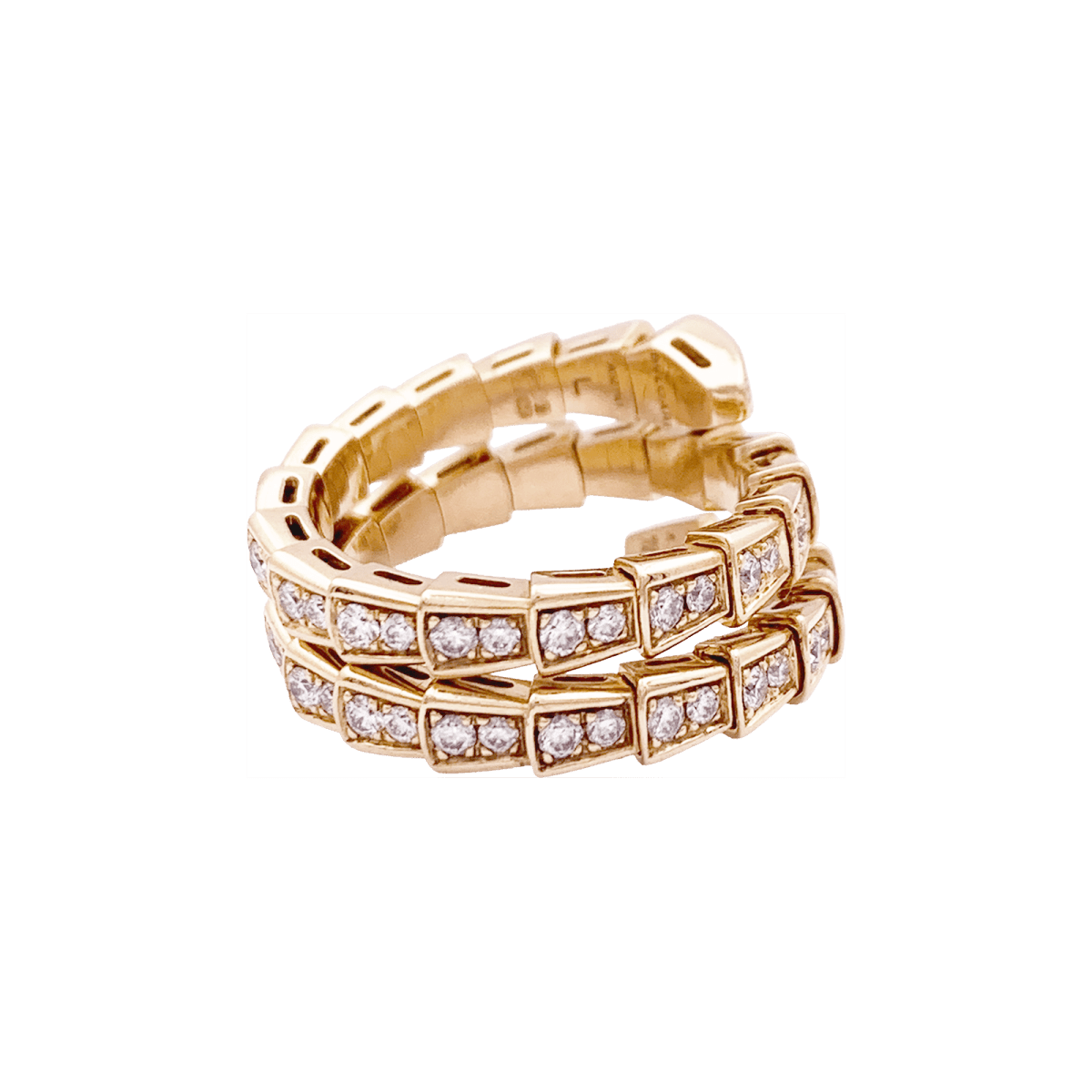 Bague Bulgari, "Serpenti Viper", or rose, diamants. - Maison Eloe