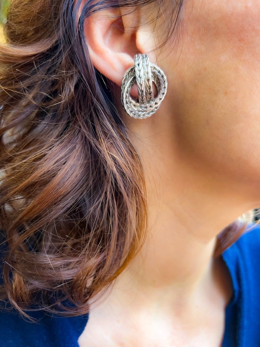 Hermes vintage Paire de boucle d’oreille en argent collection vendome - Maison Eloe