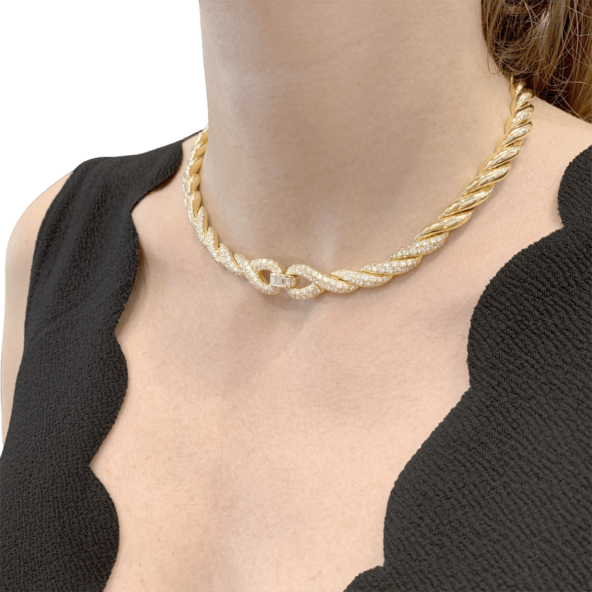 Collier vintage Fred, or jaune et diamants. - Maison Eloe